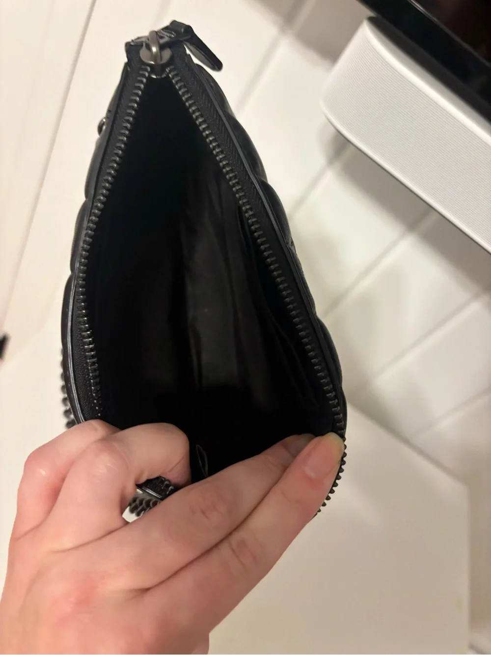 Coach Black Quilted Leather Chain Wristlet